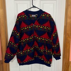 Vintage aztec full zip polyester full zip jacket.